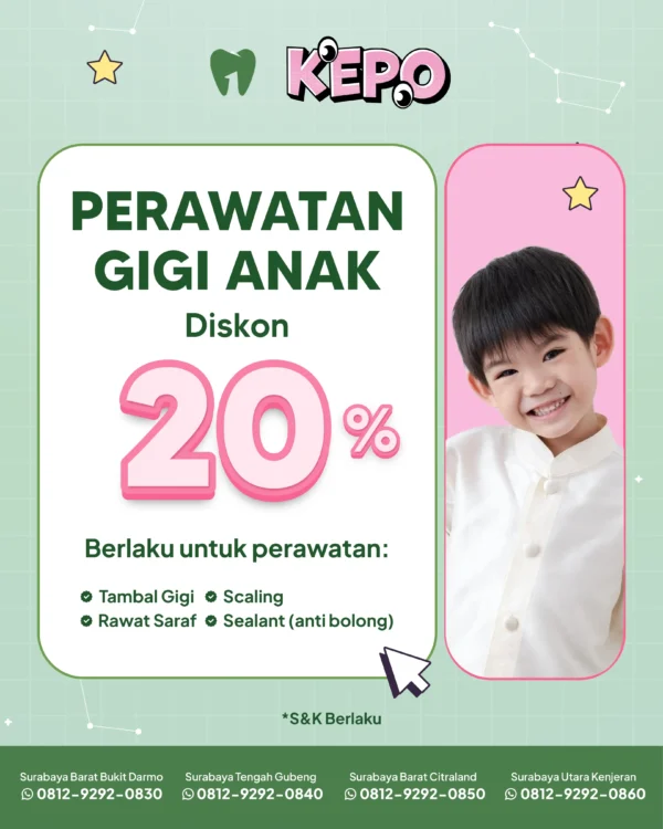 Promo Perawatan Gigi Anak 20% Surabaya